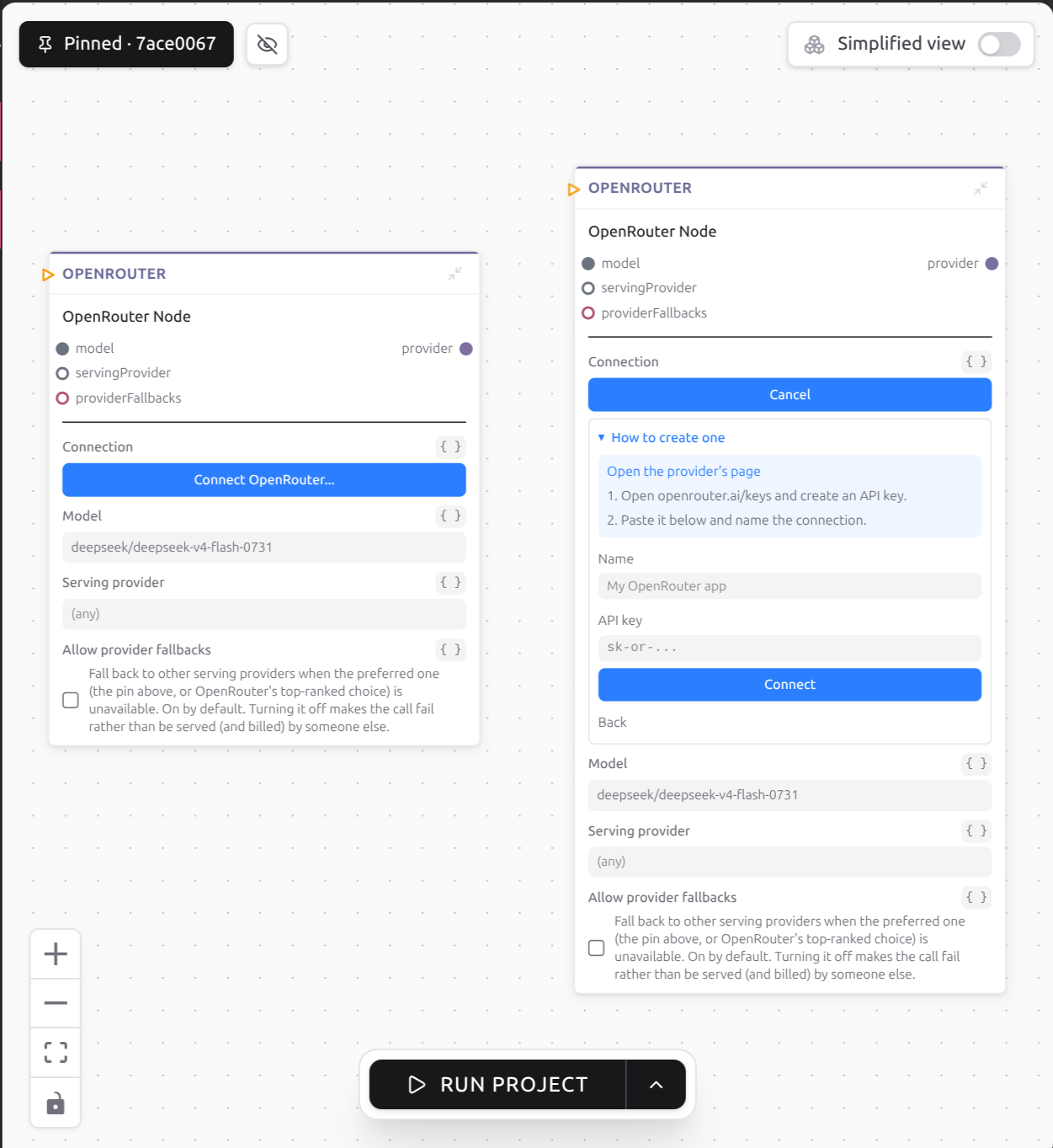 The connect panel, with a shared app and your own as the options